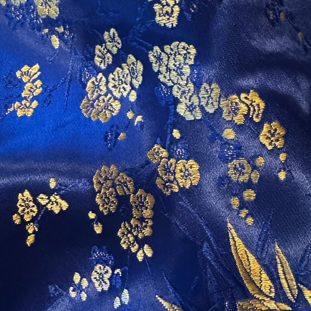VTG Royal Blue &‎ Gold Floral Brocade Cheongsam Qipao Dress - Picture 10 of 10